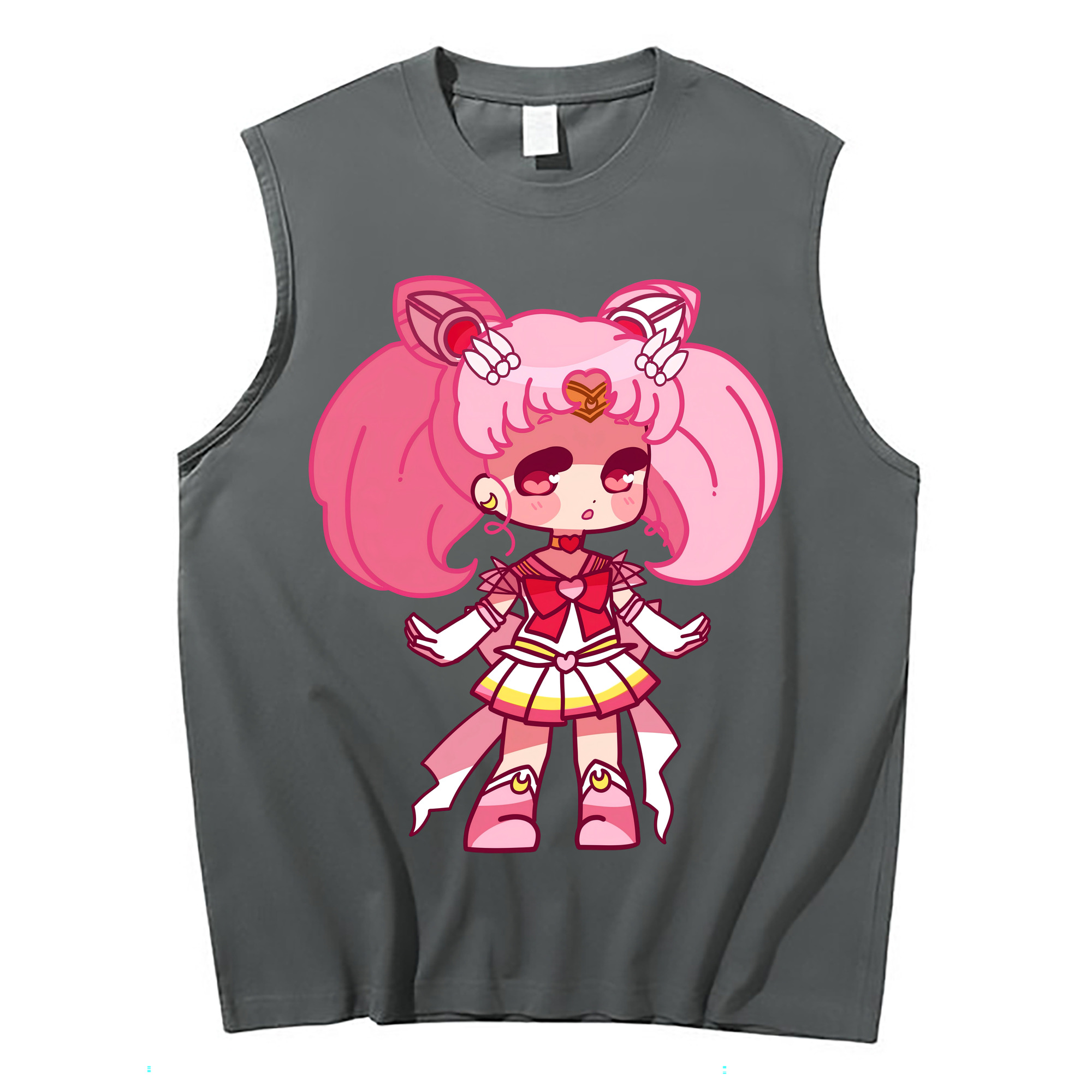 （画像用） 美少女戦士セーラームーン ちびうさ Sailor Moon Chibiusa Tsukino Usagi Small Lady Serenity コットン100％タンクトップ（フロントプリント）